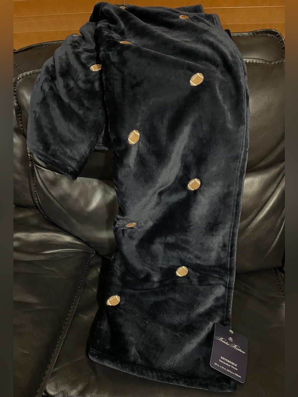 Brooks Brothers Football Embroidered Throw - Football Throw